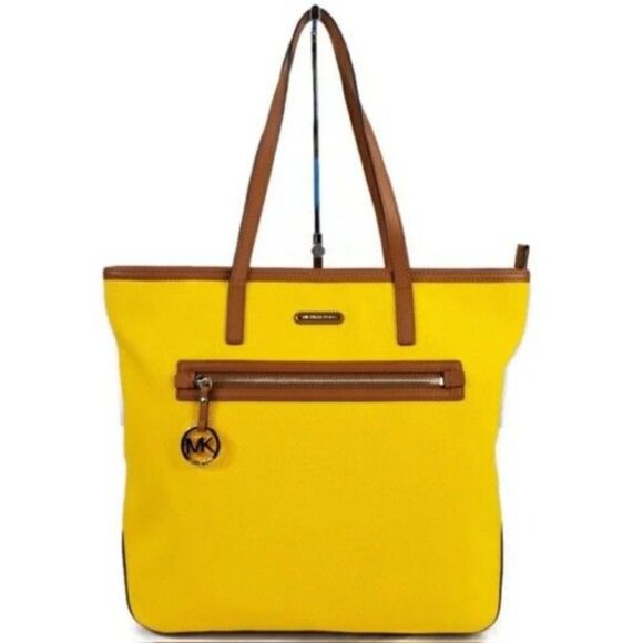 MICHAEL Michael Kors Handbags - Michael Kors Kempton Canvas Large Tote Bag Sunshine Yellow EUC
